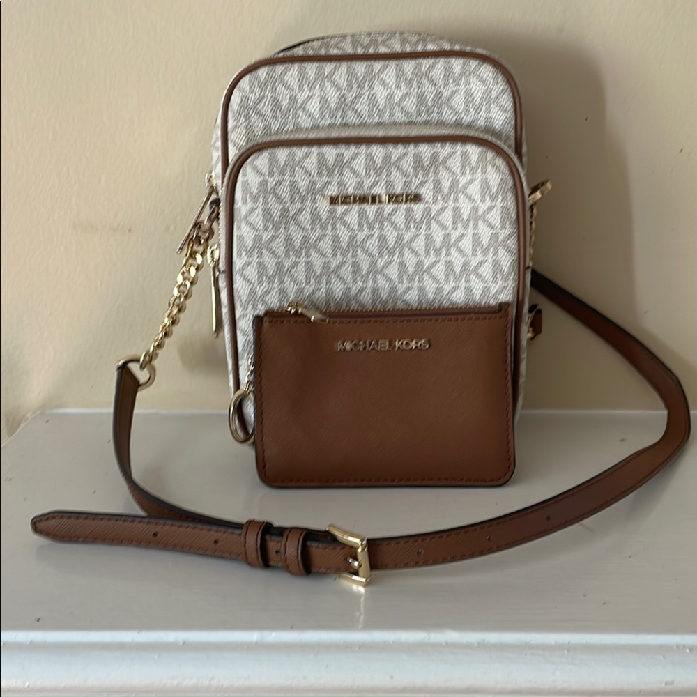 Michael Kors Brown and Cream Crossbody Bag